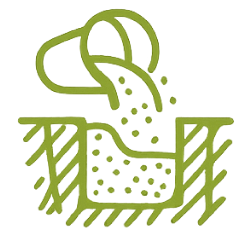 Icône verte indiquant un remplissage homogène des cavités avec de la terre liquide.